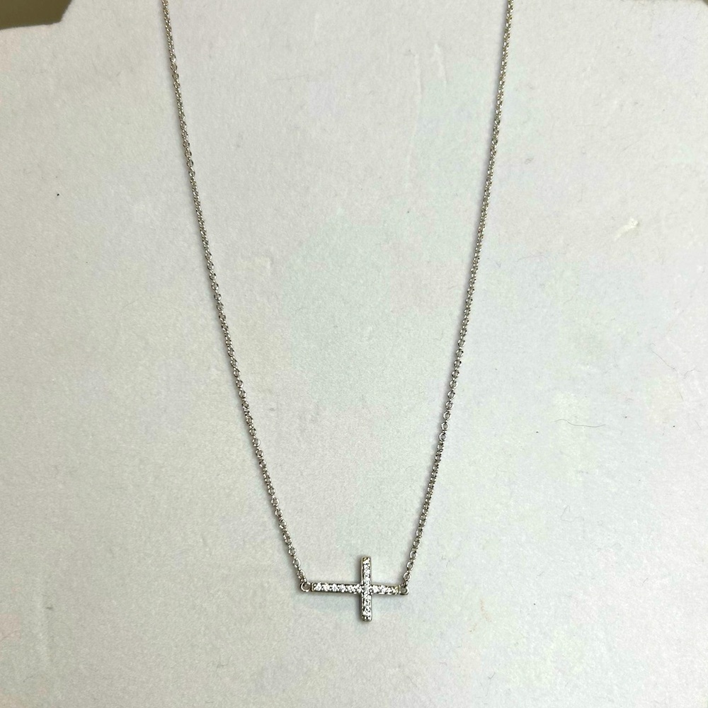 Genuine Diamond Cross Necklace on Sterling silver
